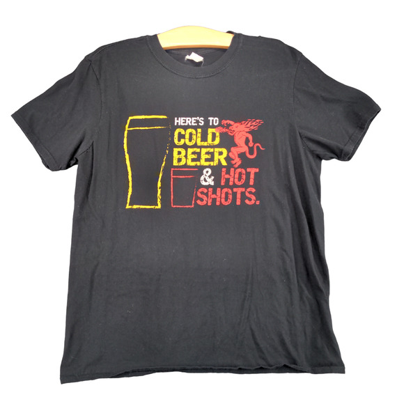 Gildan Men's Fireball Whiskey T-Shirt Black Large Short Sleeve Graphic Logo - Picture 1 of 13